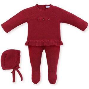 Mac Ilusión Red Knit Baby 3 Piece Set